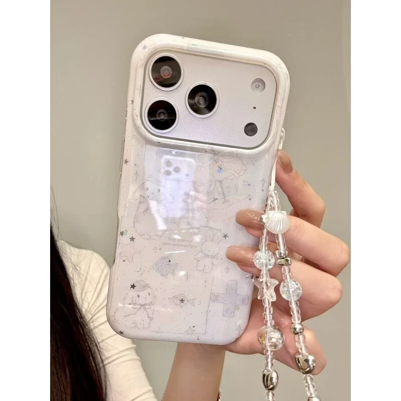 小众ins可爱白底兔子苹果适用iphone17promax苹果16p手机壳15新款