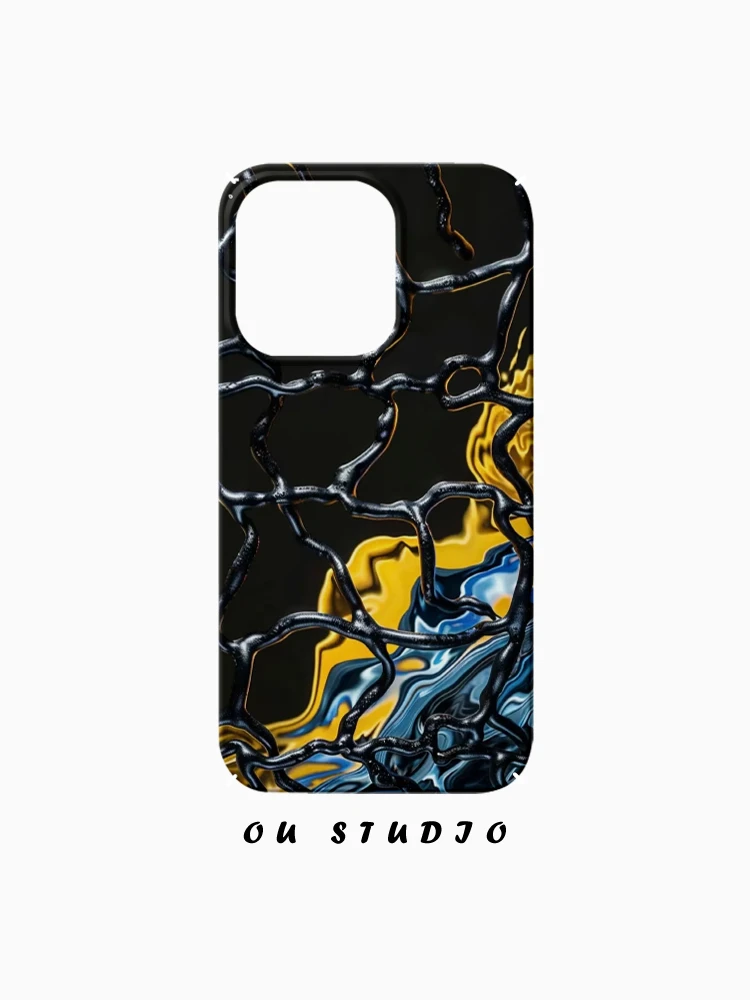 OU潮流个性裂痕适用于苹果16手机壳iPhone15新款菲林硬壳网红男女