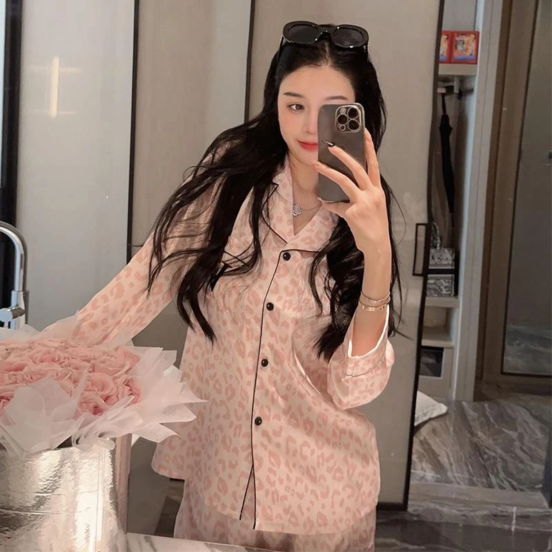 GPSUNLU少女感短袖长袖长裤春秋款睡衣女夏季冰丝薄款家居服套装