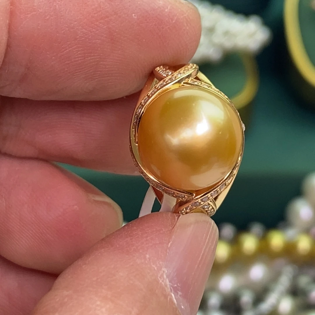 银S925镶嵌戒指海水珍珠