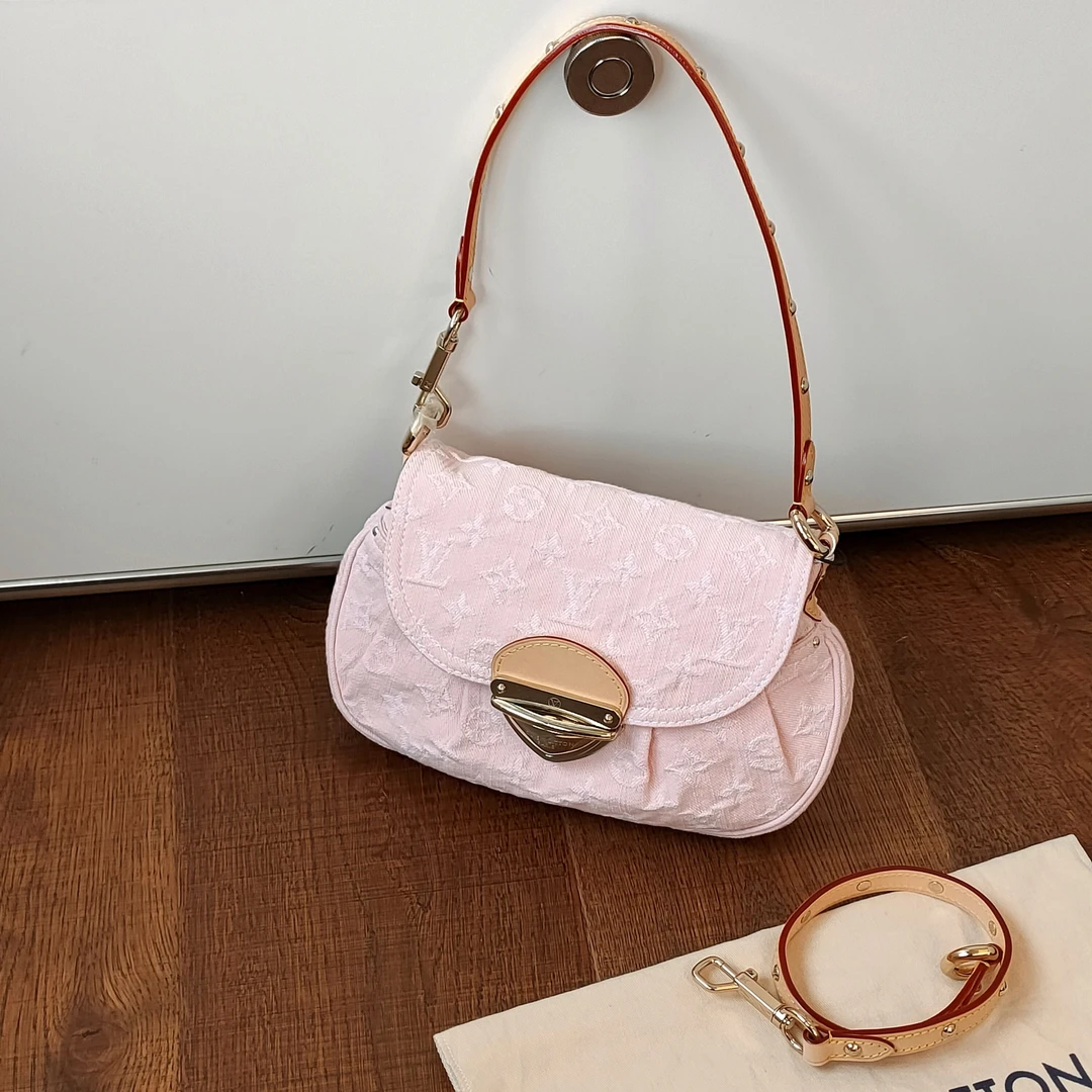 99新 LouisVuitton/路易威登 樱花粉丹宁Sunset单肩元宝包46288