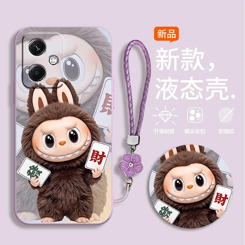 适用荣耀400手机壳 DNN-AN00软壳创意发财拉布布镜头全包液态硅胶