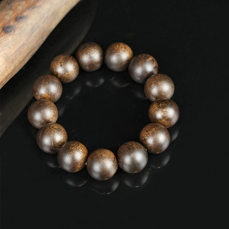 [至尊收藏]越南芽庄雷击玉化瘤疤白棋楠1.8单圈手串（多样性发货)