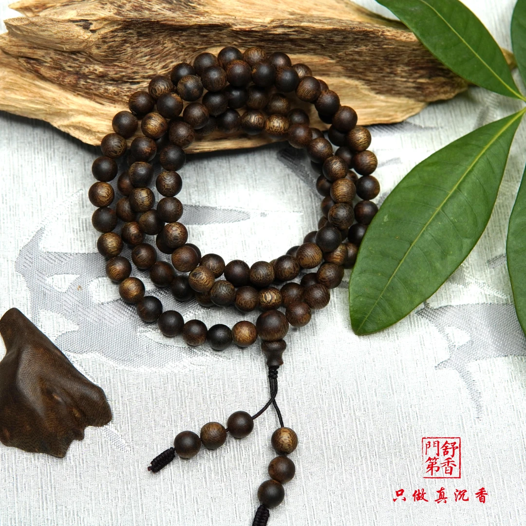沉香金沙叶0.8奇楠圆珠手串多圈30g+