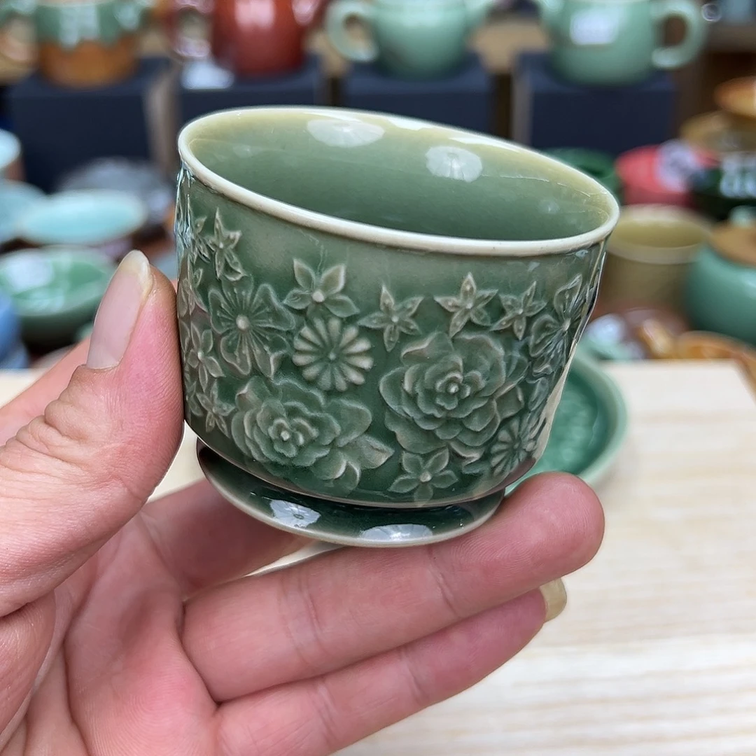 大***）玖玥茶器 龙泉敬悦青瓷 4个 刻香字
