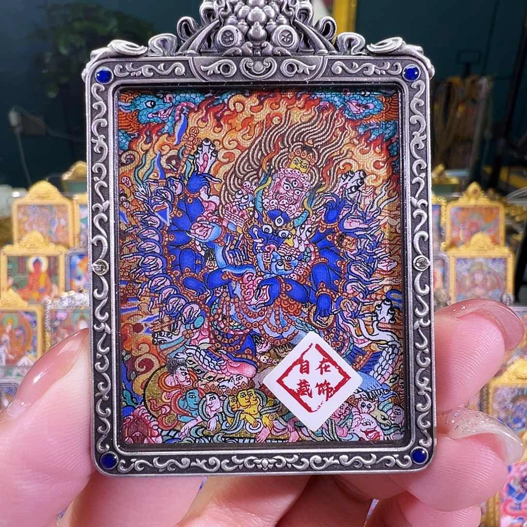 吊坠大威德热贡纯手绘唐卡