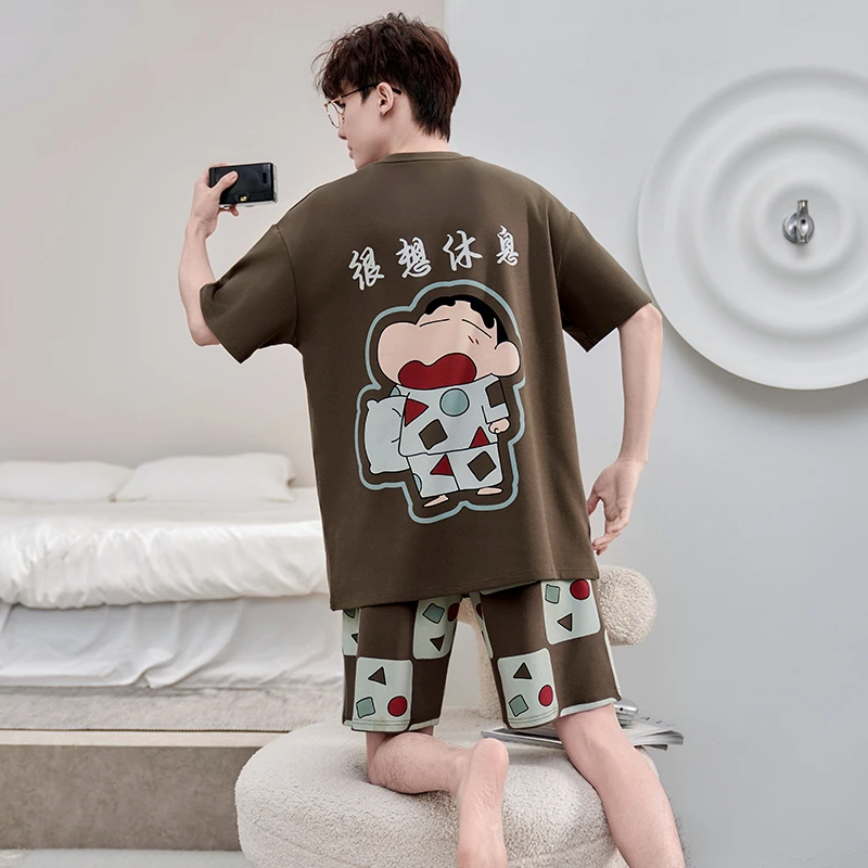 睡衣男士2025新款卡通学生夏季短袖青少年男士纯棉薄款家居服套装