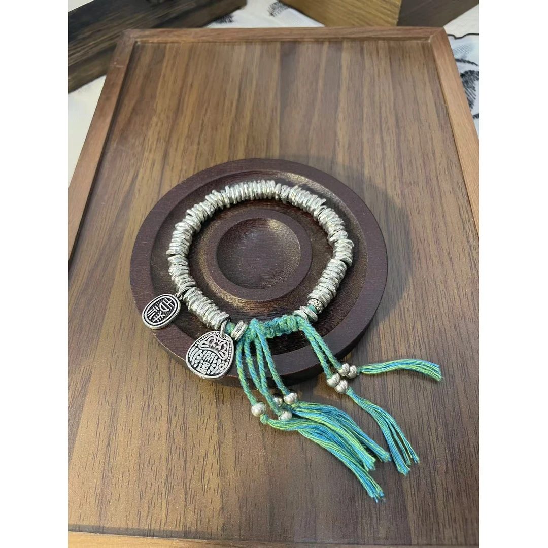 足银银制品 S076 绿盘缠手链直播间选款时尚百搭精美手镯