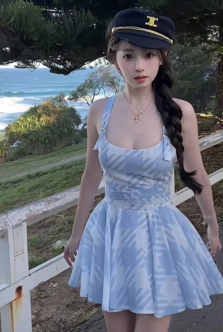 【B Y】小清新时尚露腰交叉性感甜美气质连衣裙小众设计高级感温柔