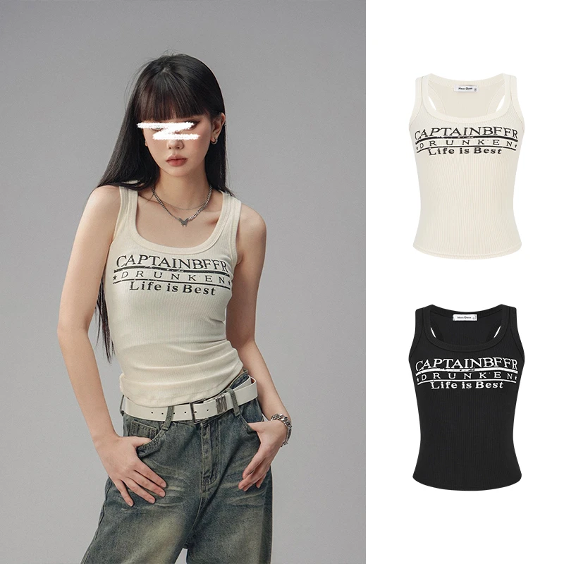 Moses Queen/魔西女王美式辣妹紧身背心吊带外穿夏季时髦无袖上衣