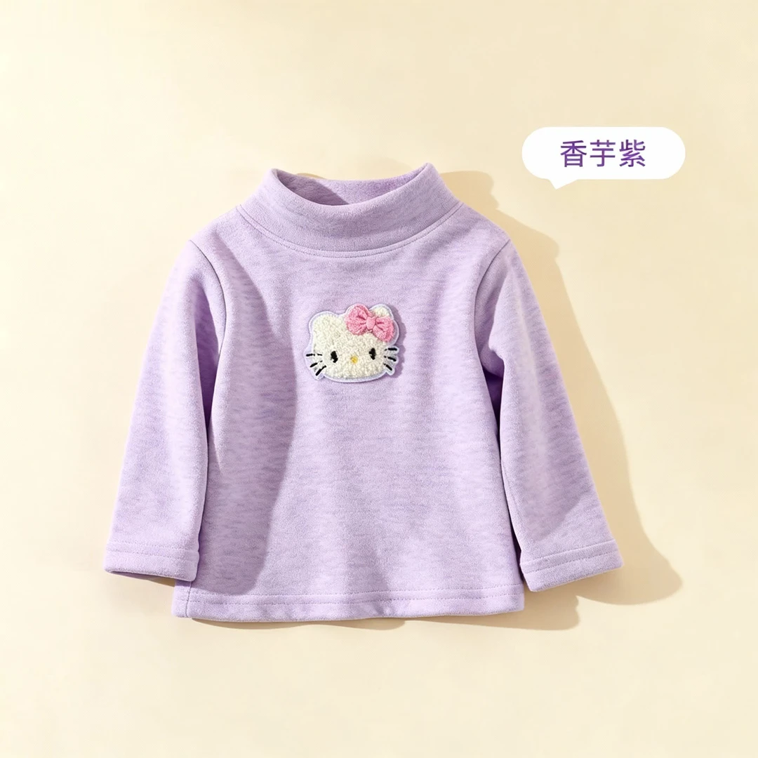 ZB儿童羊毛蚕丝打底衫男女宝长袖加厚软糯一体绒保暖上衣冬款