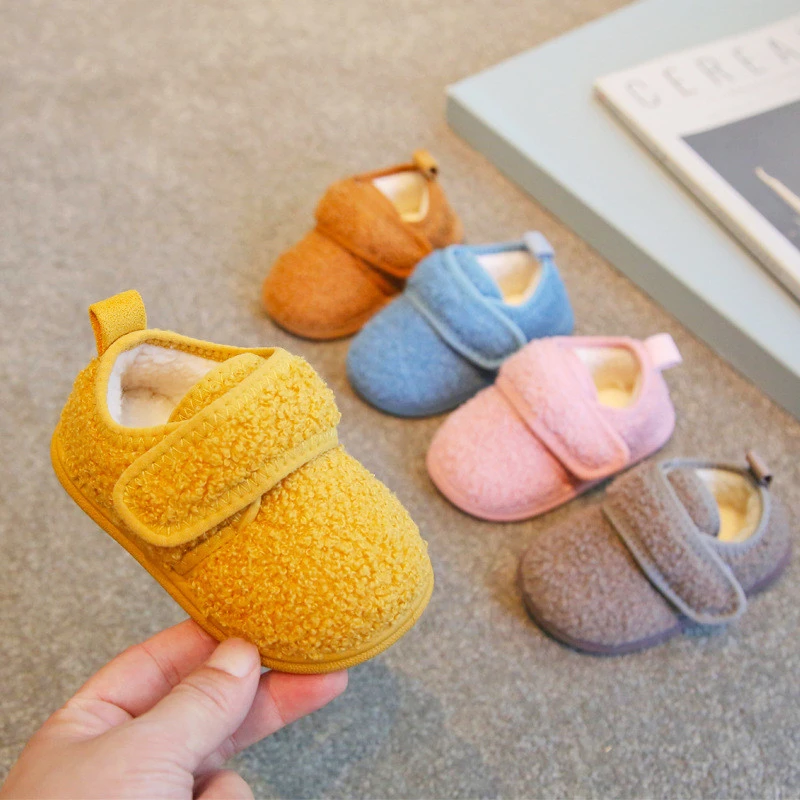 冬季男童儿童软底学步棉拖鞋室内防滑毛绒包根家居鞋