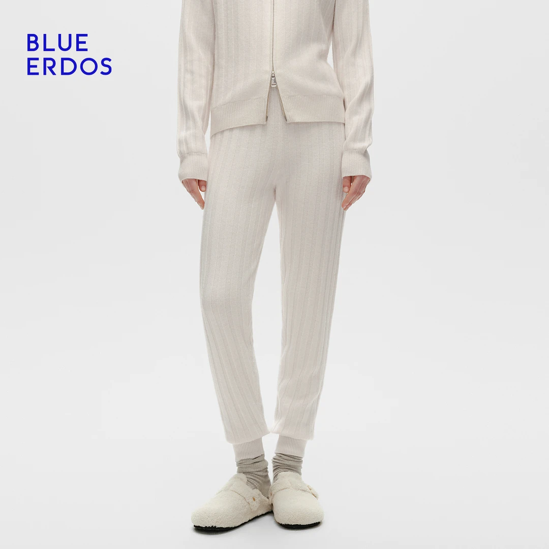 【100%山羊绒】BLUE ERDOS 2025早秋新简约休闲针织束口裤女长裤