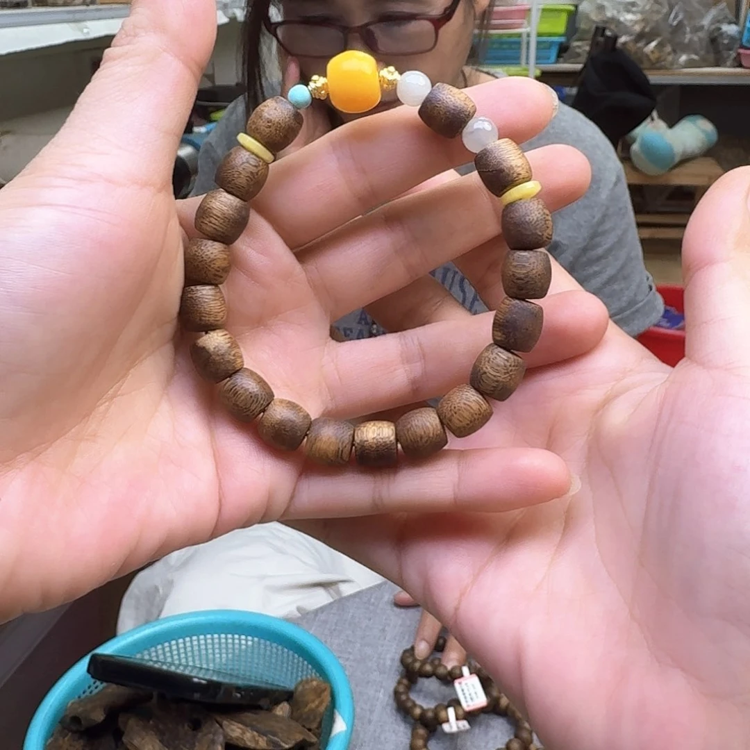 手串沉香09鼓珠单圈手串