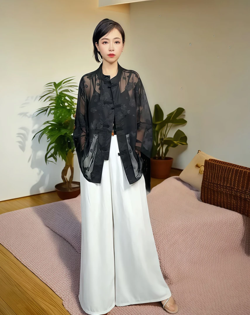 气质优雅宽松百搭时尚轻奢设计师轻奢洋气衬衫8055（黑色）