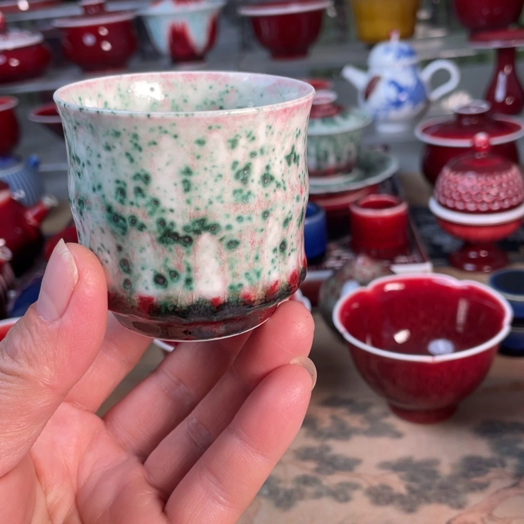 景德镇原矿美人醉竹节杯