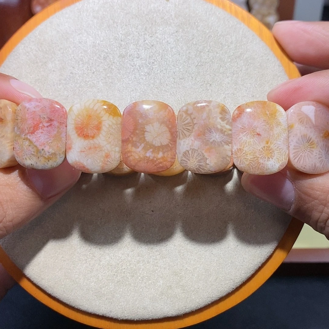 硅化珊瑚（珊瑚玉）手串未镶嵌彩冰23