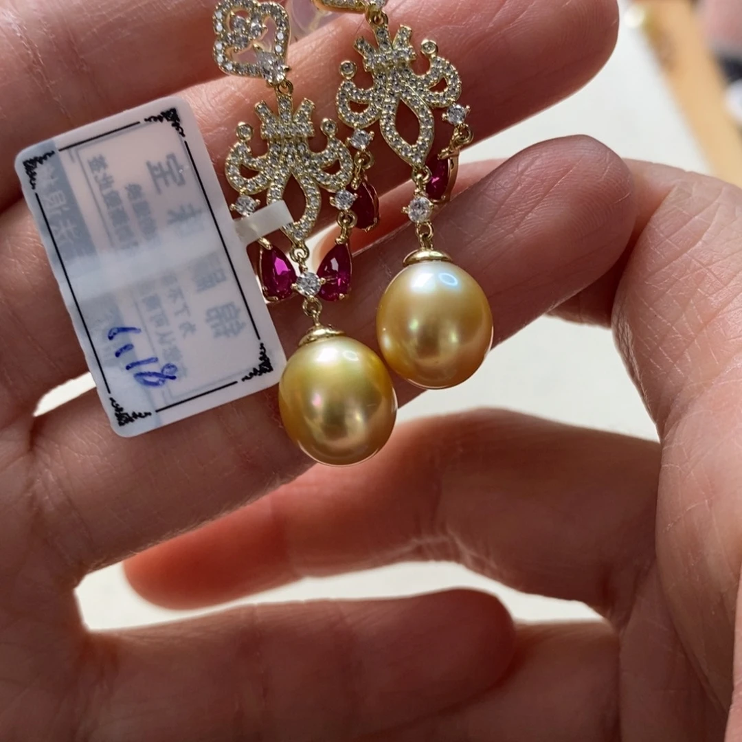 海水珍珠耳饰银S925镶嵌