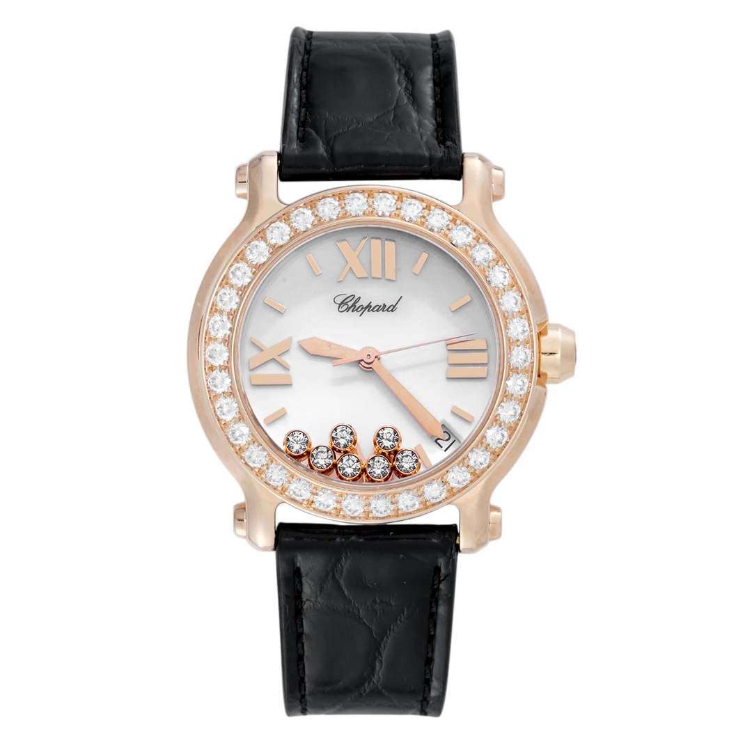 99新 Chopard/萧邦 快乐钻 274183白盘18K玫瑰金原钻表/WHT027027