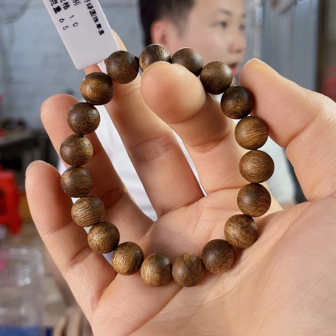 沉香手串野生绿棋圆珠单圈1.0/6克多样性发一
