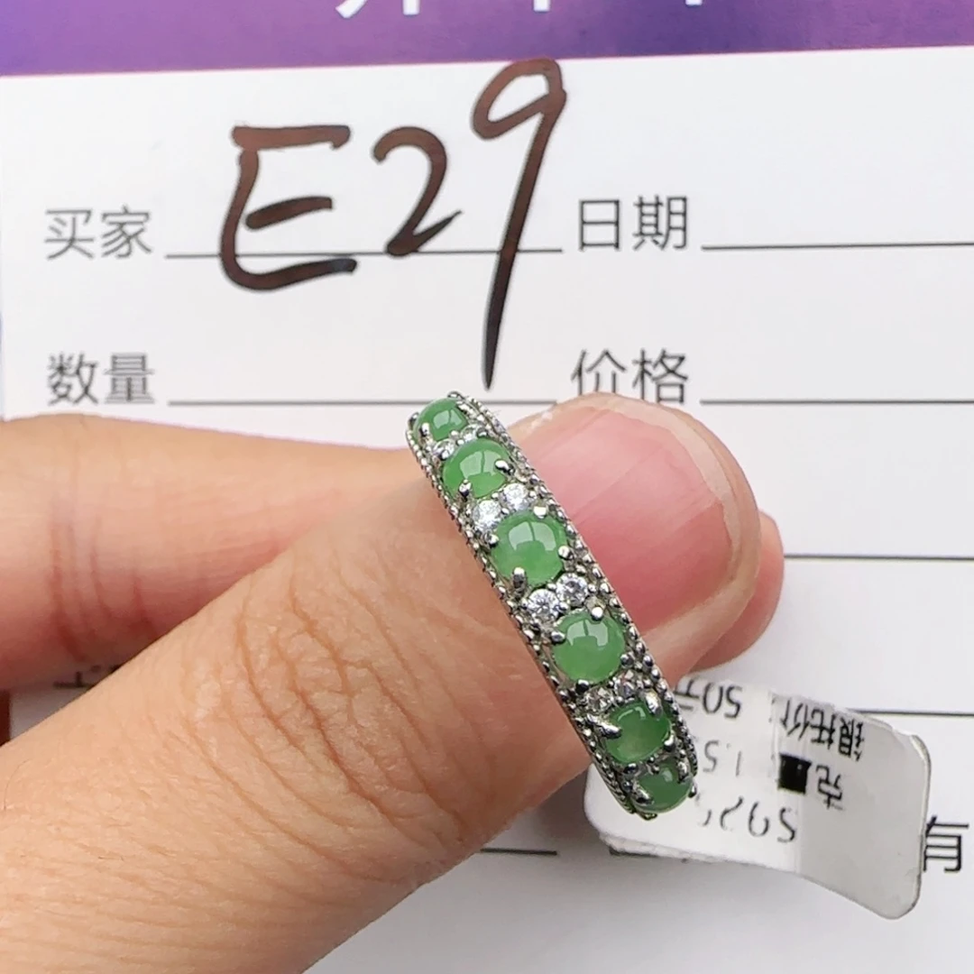 翡翠戒指银S925镶嵌戒指