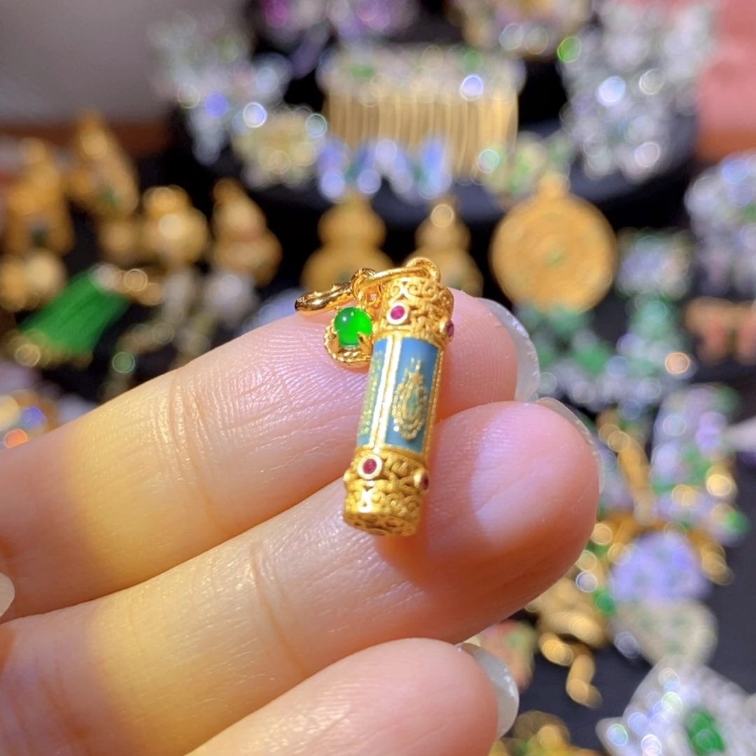 吊坠(不含链)银S925镶嵌翡翠