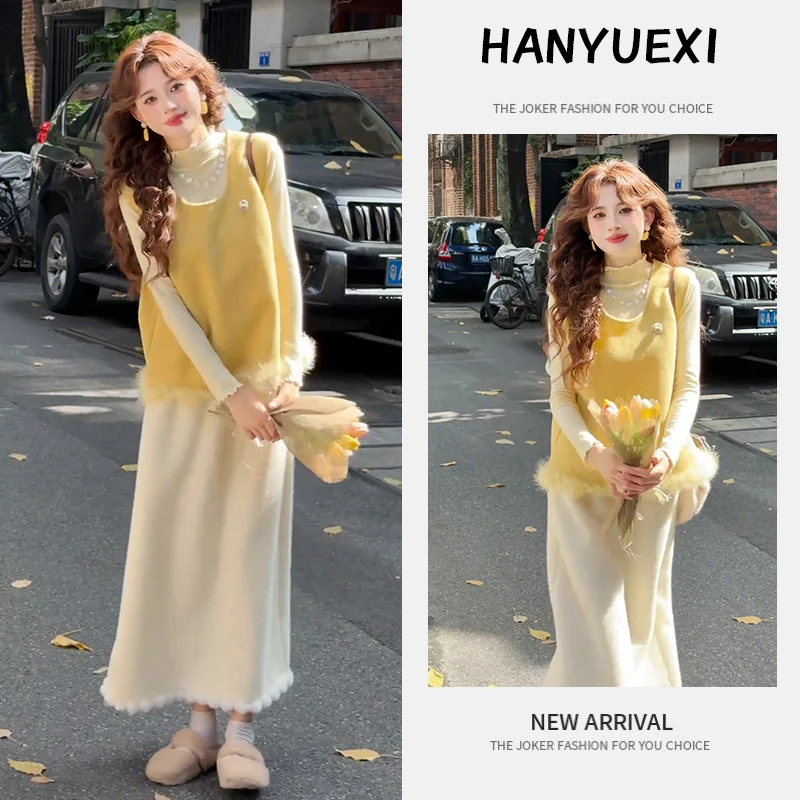 【专属运费】时尚女装2025新款韩版时尚打底衫无袖马甲半身裙三件套