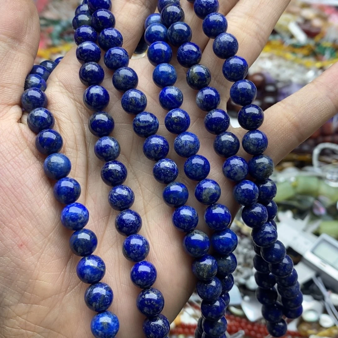 玛瑙/玉髓未镶嵌珠宝半成品一条纯天然8mm青金石圆珠