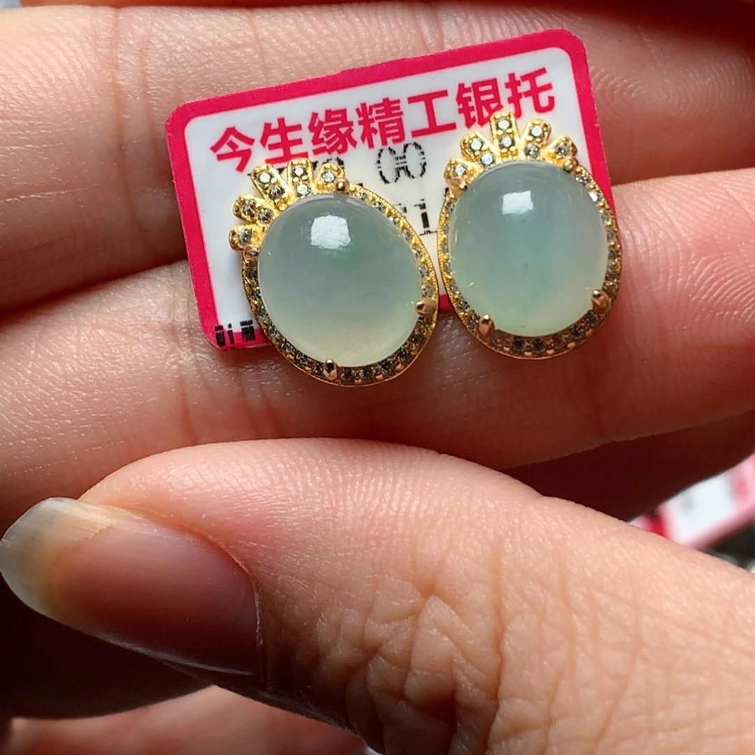 翡翠戒指银S925镶嵌天然翡翠吊坠