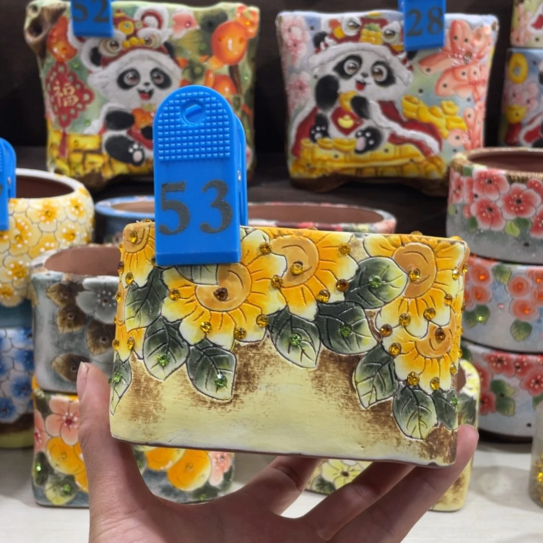 红陶多肉花盆方盆