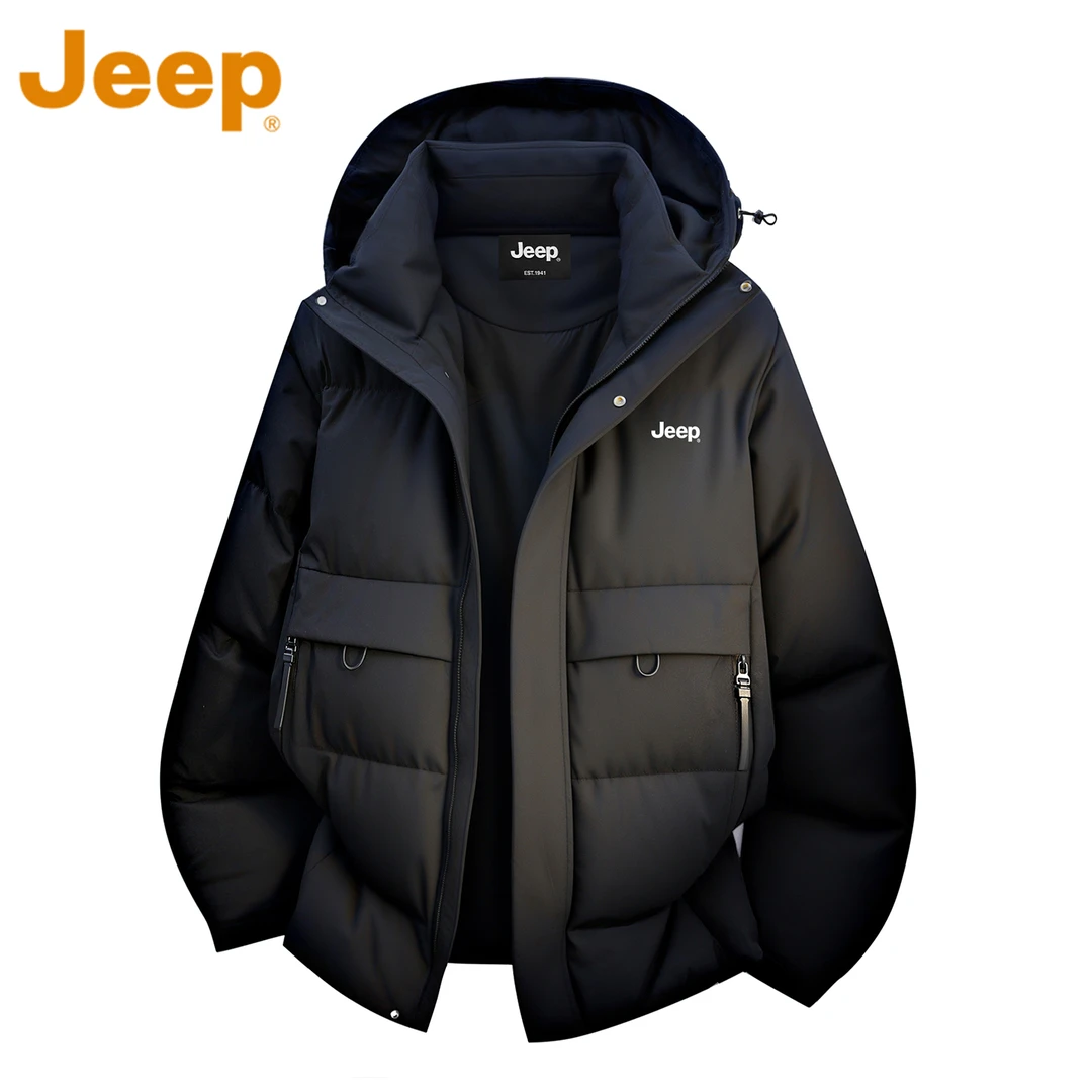 JEEP吉普加厚保暖连帽棉服男款冬季新款保暖防风工装男生棉衣外套