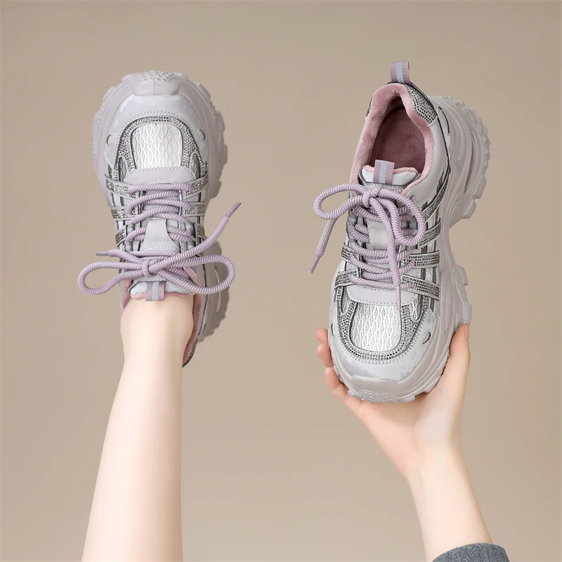 （高品质）厚底增高水钻老爹鞋女2025年秋季爆款超火休闲百搭运动鞋