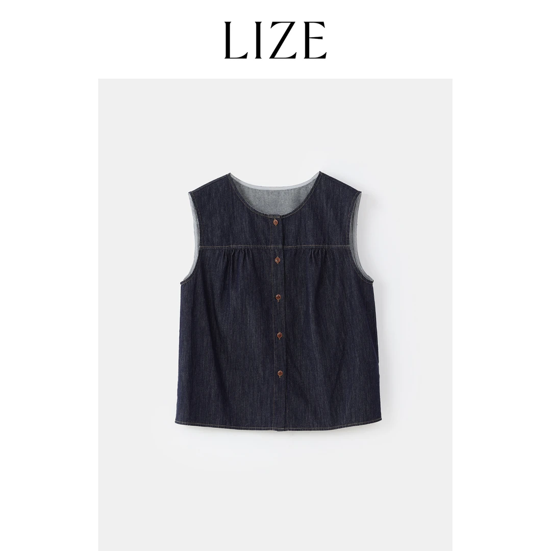 LIZE「小香牛仔马甲」经典牛仔质感.小香风牛仔上衣ZEA0287
