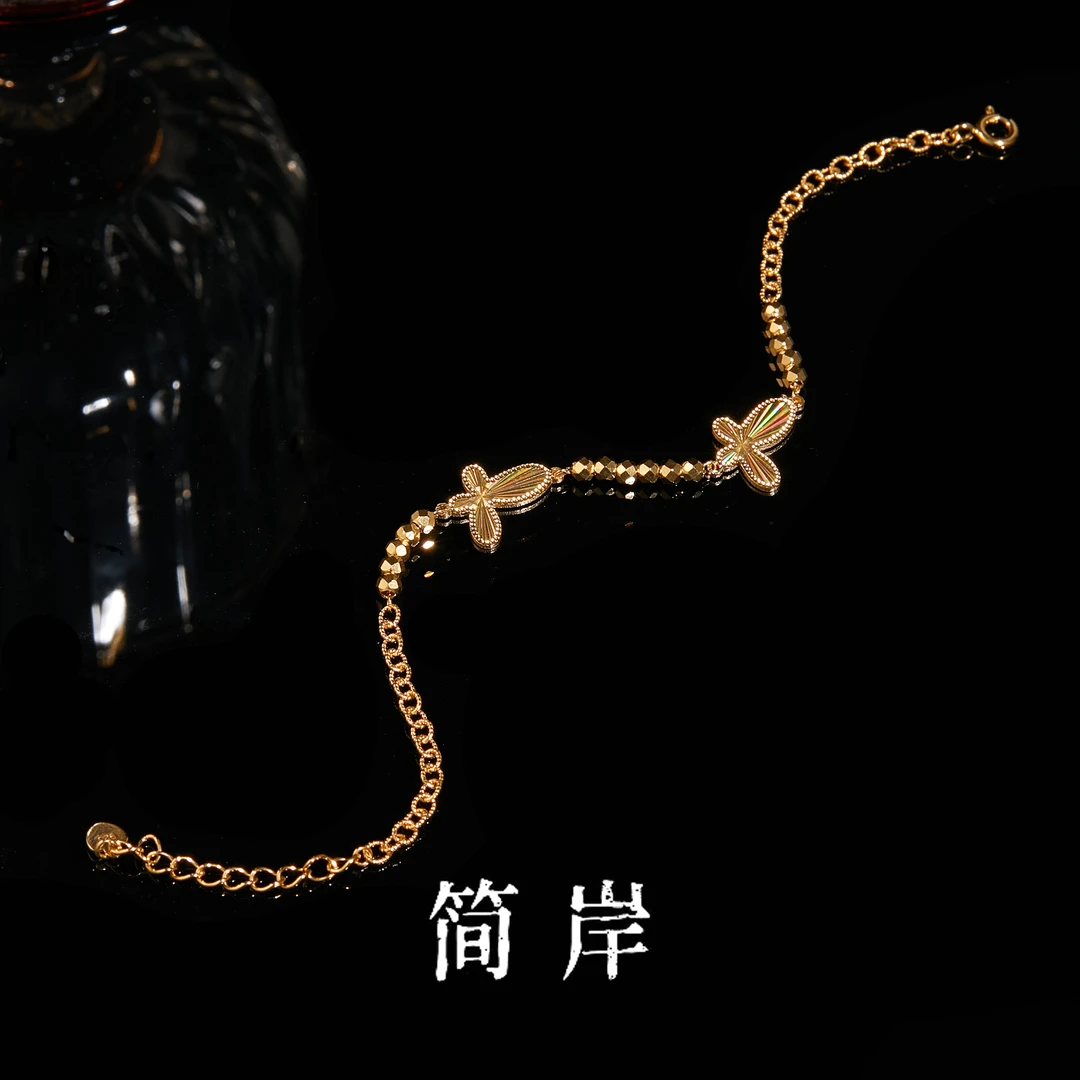 925银手链 S925银七彩镭射蝴蝶手链