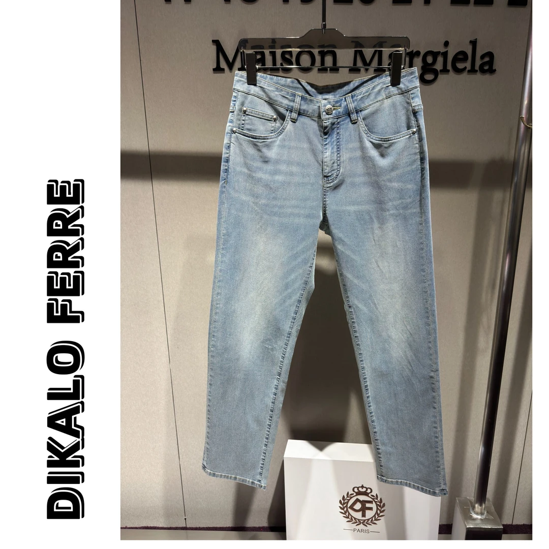 迪卡里奥·费雷春夏新款莱赛尔高弹透气男士牛仔裤776蓝