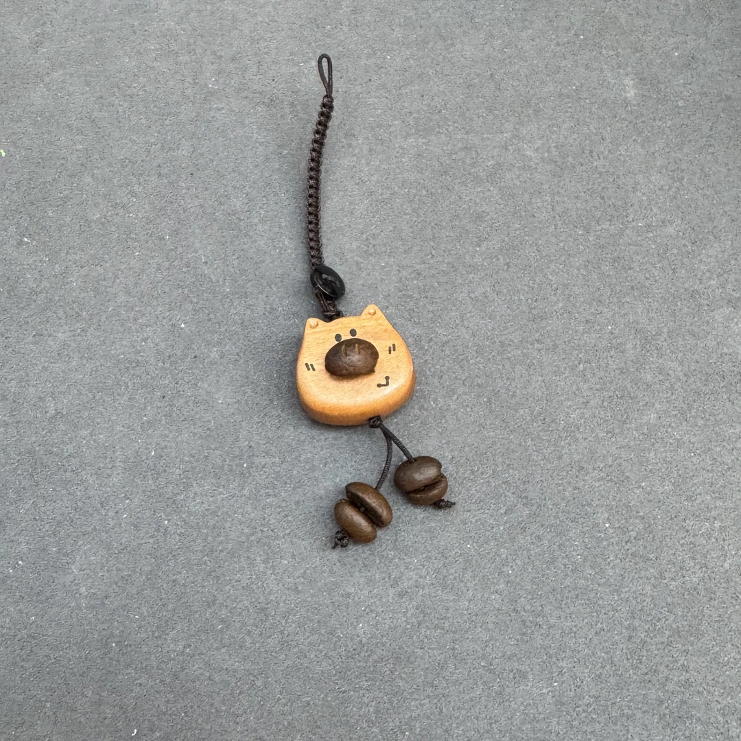 1458-枣木咖啡豆挂件小熊款22mm