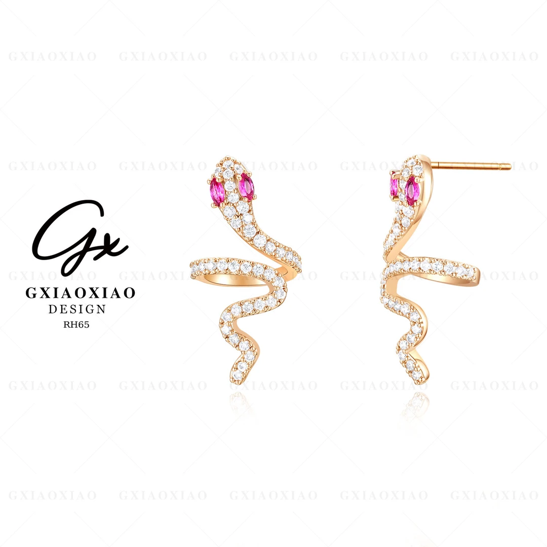 G XIAOXIAO 镀K金 法式气质高级感时尚百搭灵蛇耳环 RH65