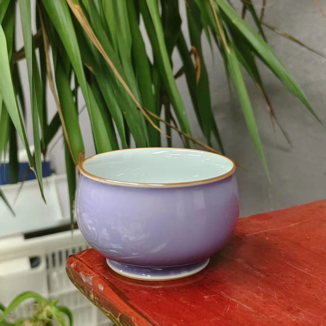 丁香紫白釉冰心炉式杯cc7118