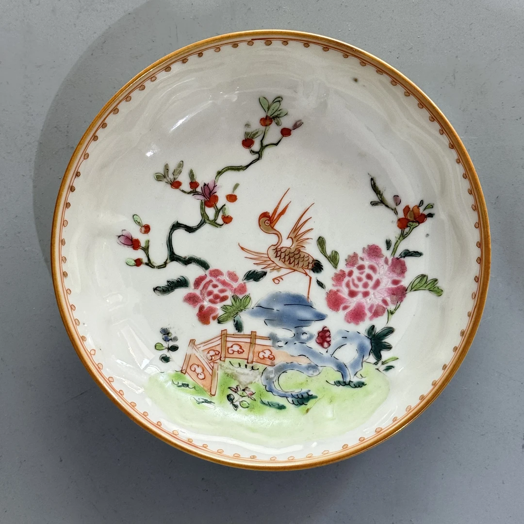 粉彩一品富贵纹盘 壶承 直径14