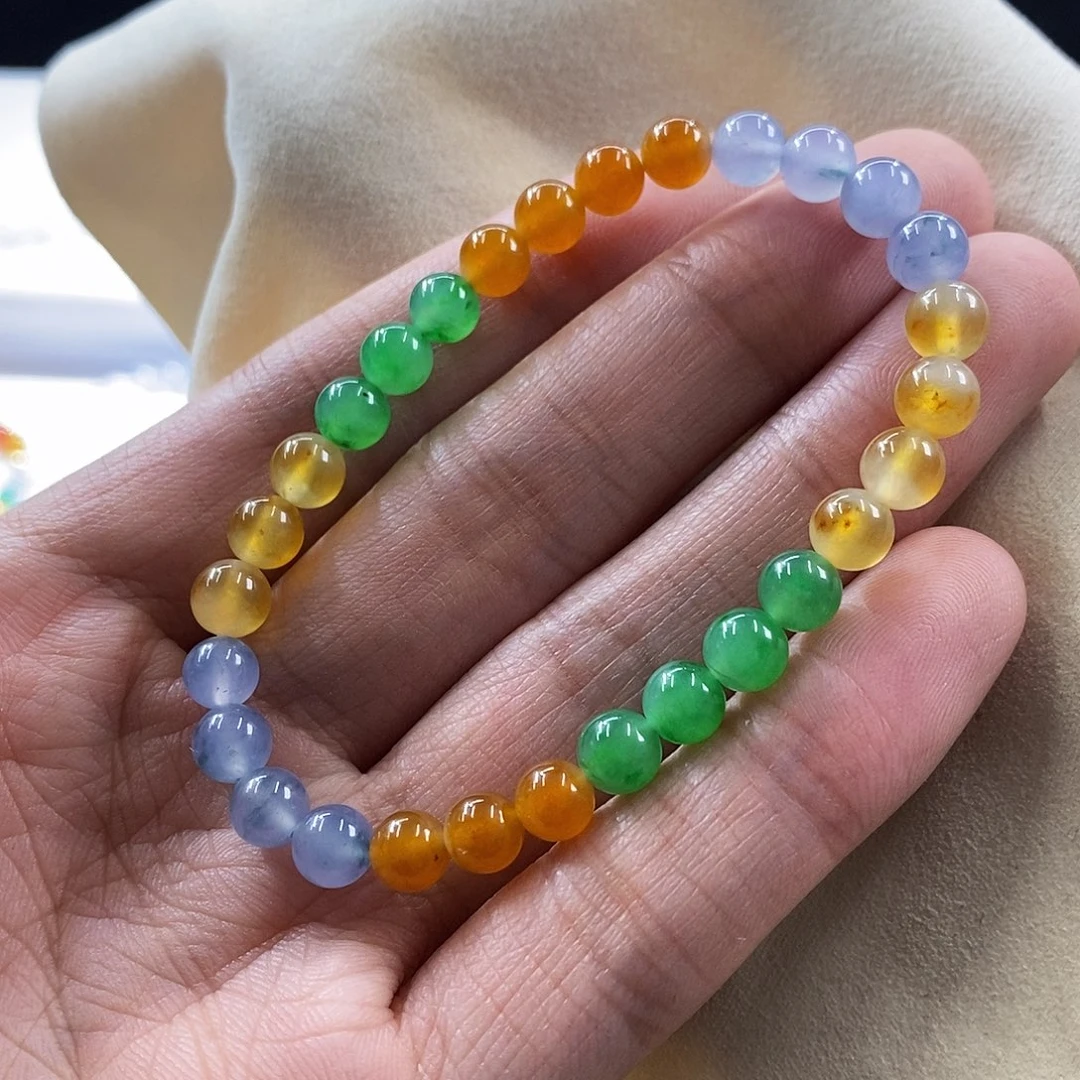 颈饰未镶嵌翡翠力推浓彩手串