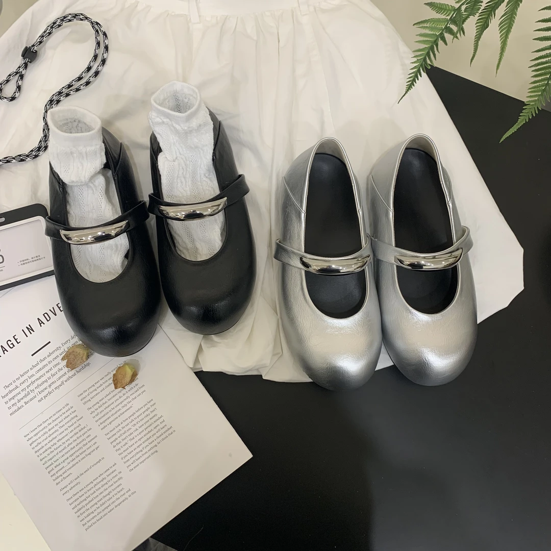 耐脏玛丽珍鞋单鞋夏季简洁纯色0法式圆头百搭透气套脚复古