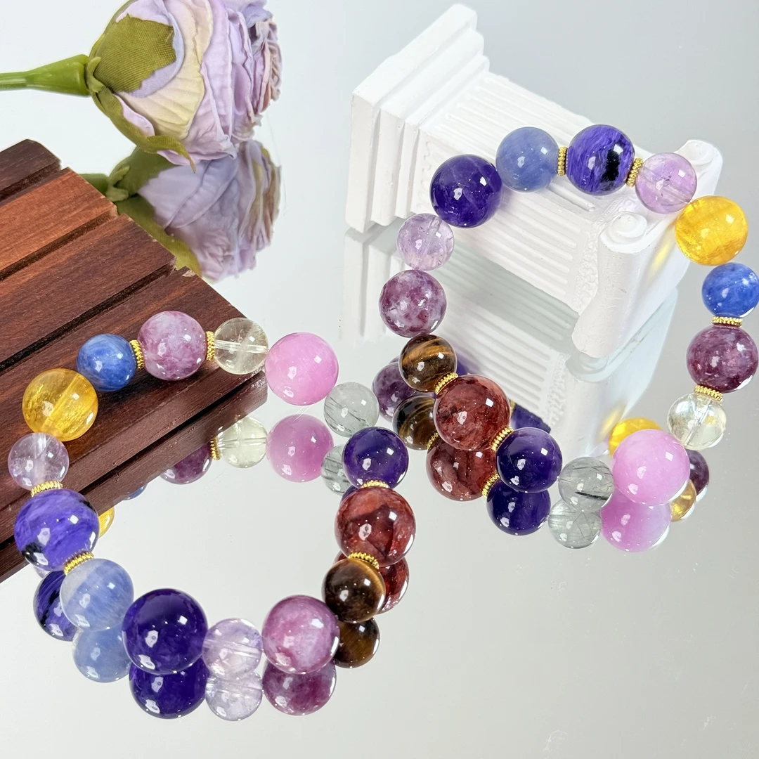 【富贵逼人】紫水晶白水晶等水晶11mm手串面小仙多样性发其一Z