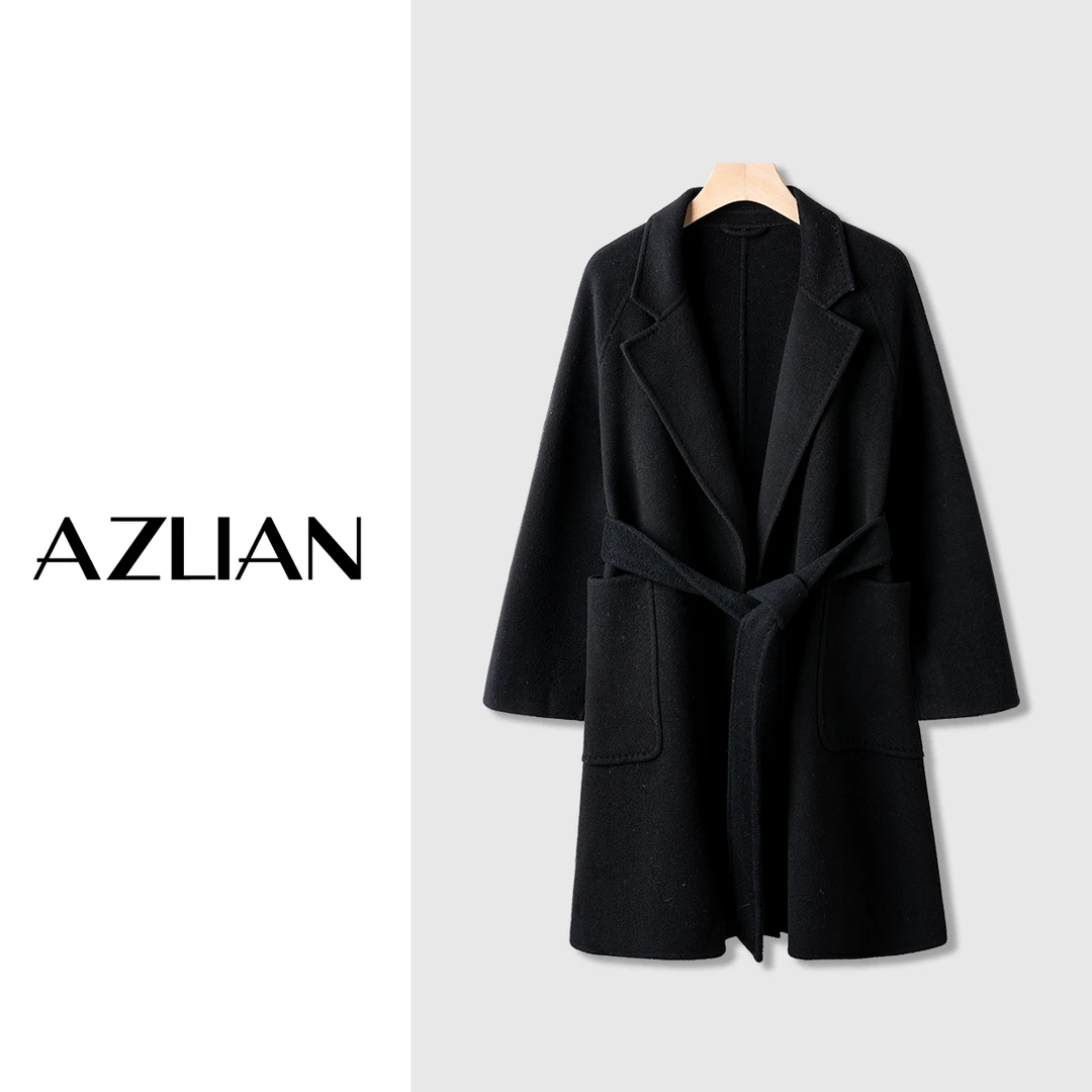 【爽爽定制】秋冬时尚气质韩版加厚系带羊绒大衣  PX807