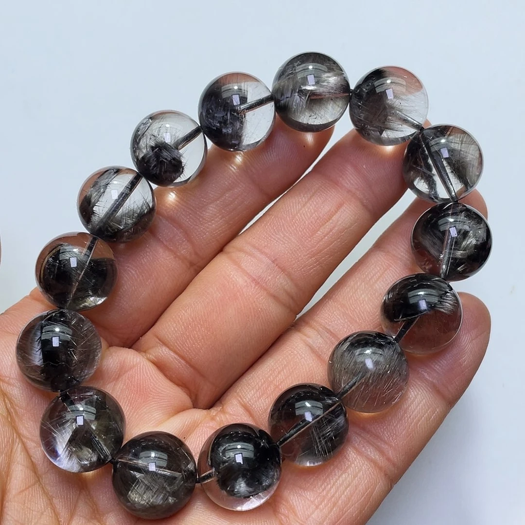 未镶嵌水晶手链黑银钛手链大颗粒