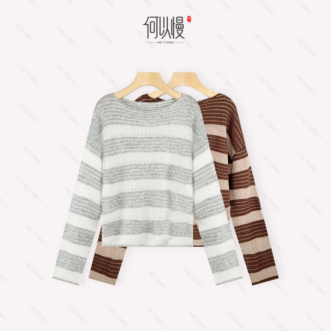 【何以慢】莱赛尔绵羊毛亚麻秋季时尚慵懒宽松针织毛衫A4-A51021