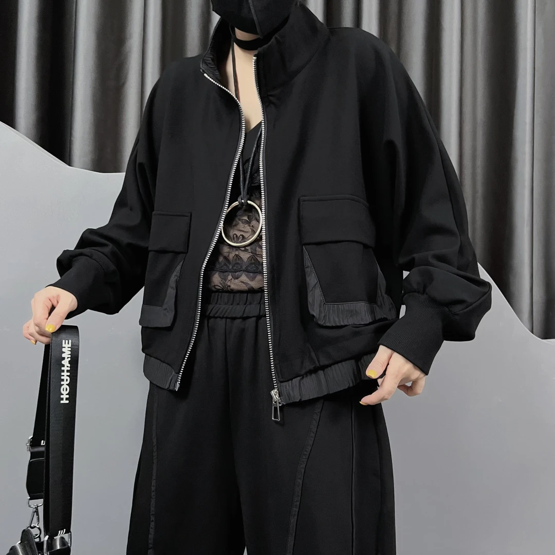 欧货潮牌女装秋季短外套8016小众高级感拼接长袖厚款休闲外套新品