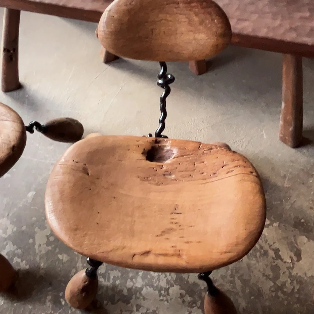 木栎木风化铁艺椅子