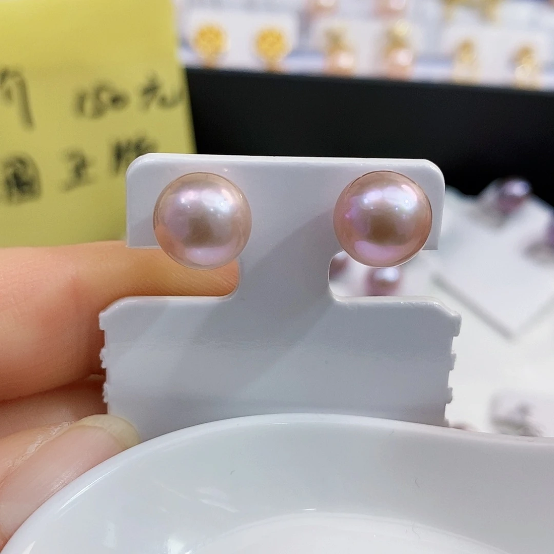 银S925镶嵌特价孤品清库存淡水正圆极光珍珠淡水珍珠