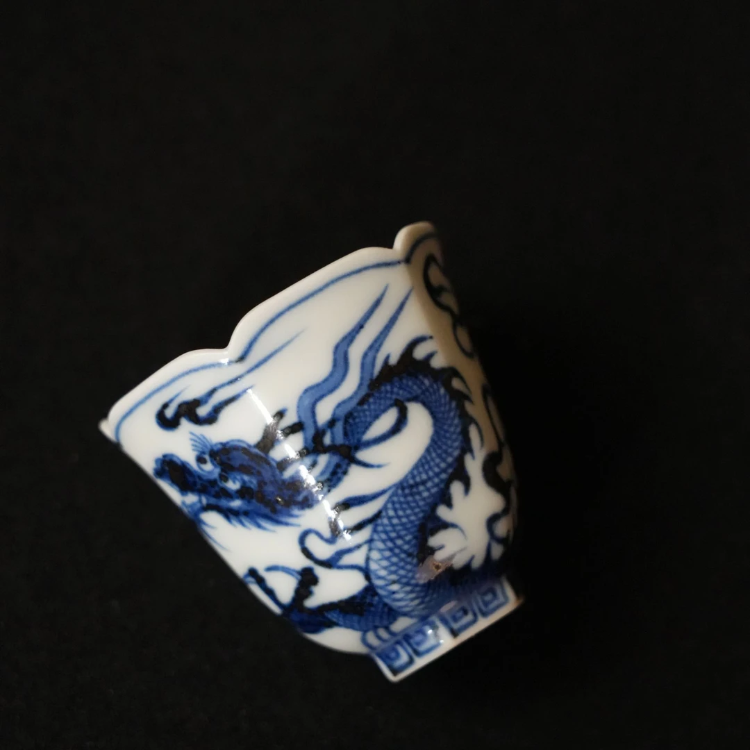 【雲梦】畅怀堂-青花龙纹六方岩茶杯40ml