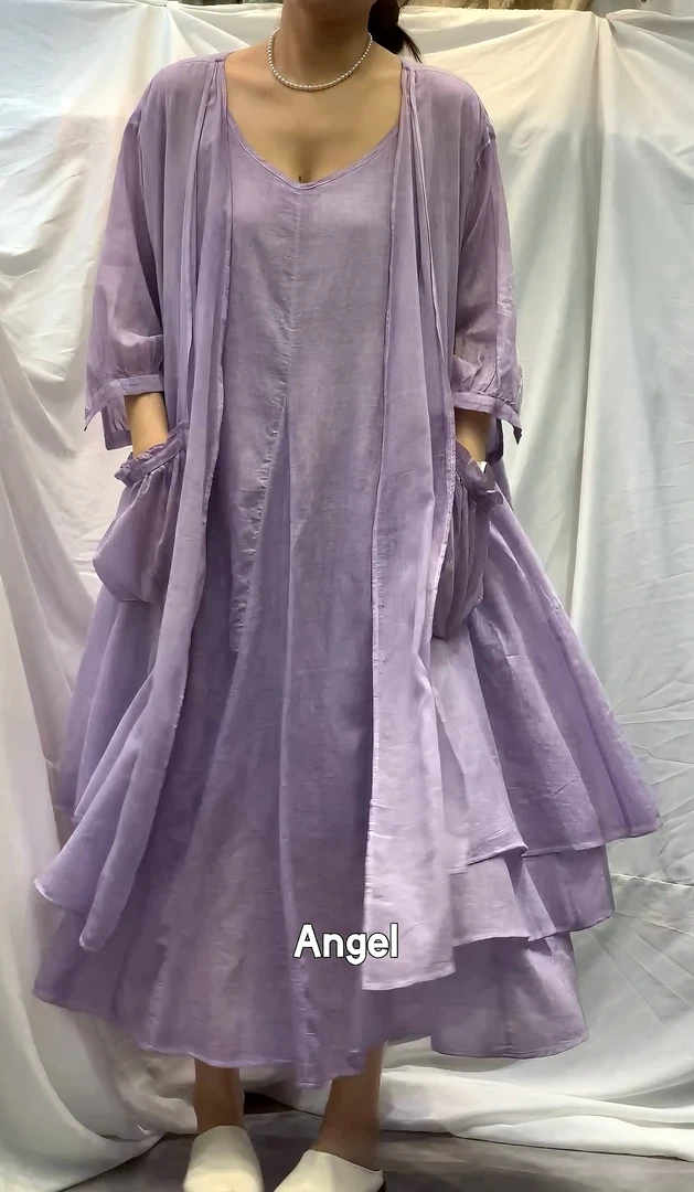 【小琴】炒色工艺薄款飘逸防晒开衫中袖长款外披